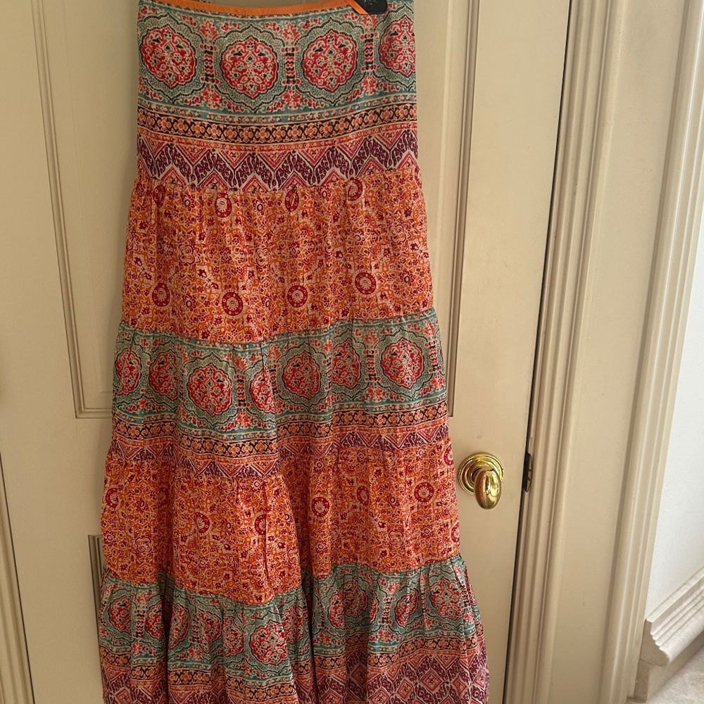 RALPH LAUREN FESTIVE PRINT COTTON SKIRT-XL, EUC